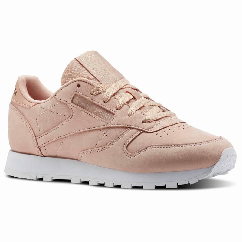 Reebok Classic Leather Nude Nubuck Tenisky Damske - Ruzove/Biele IG1356DK